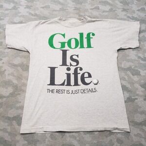 VTG Alore Big Ball Sports Golf Is Life Shirt Men Large Gray Single Stitch USA